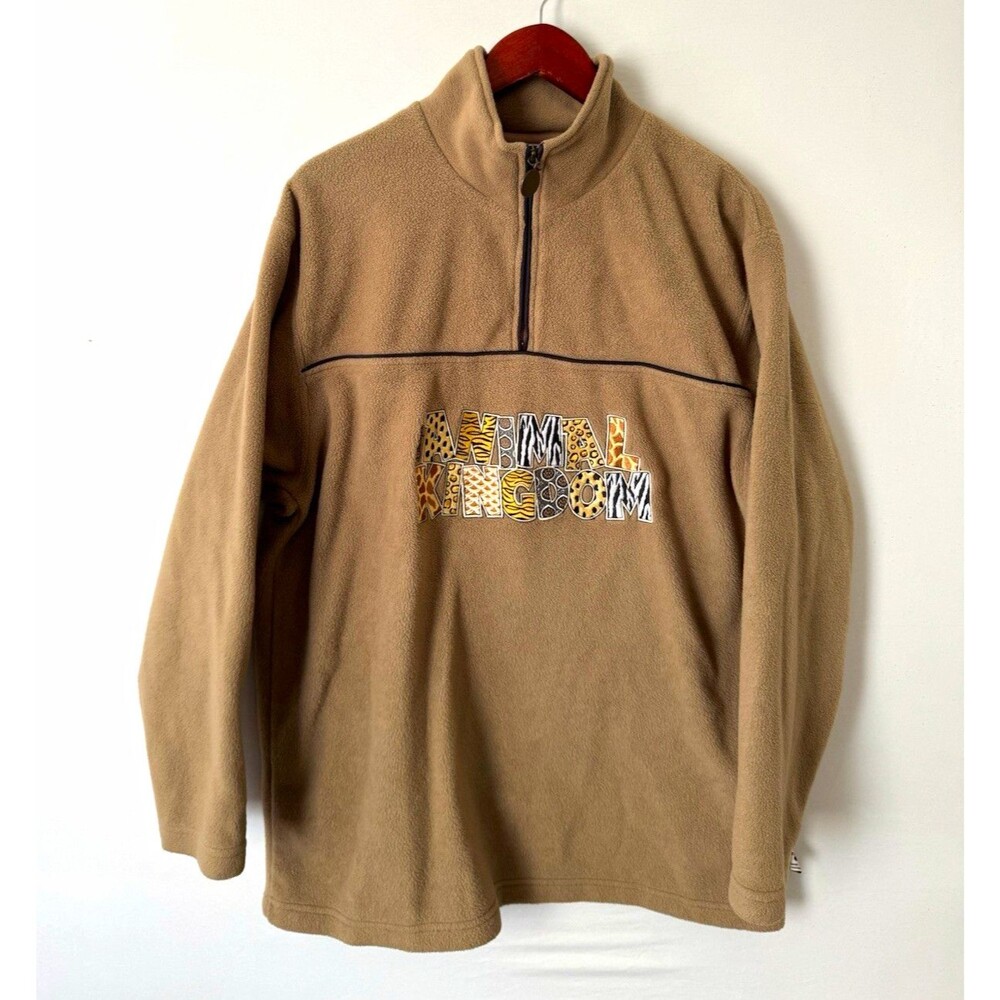 Disney Animal Kingdom Beige 1/4 Zip Fleece Pullover Adult Size L